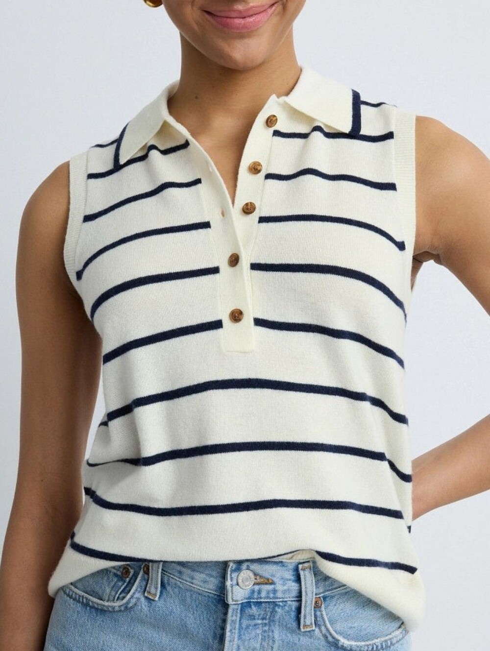 Reiss Sam Sleeveless Sweater Knits Collared Sleeveless Size M